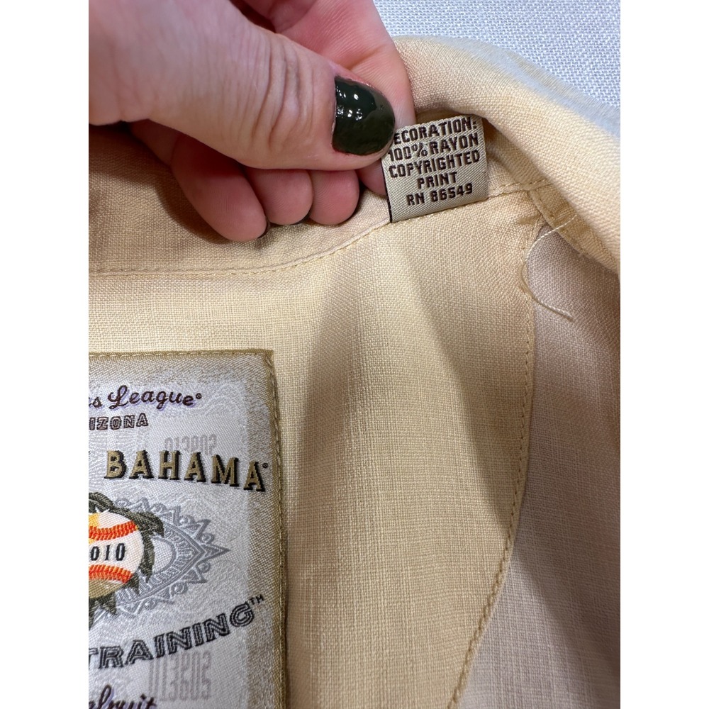 Tommy Bahama Mens XL Silk 2010 Spring Training Baseball Camp Shirt Yellow - Picture 5 of 7